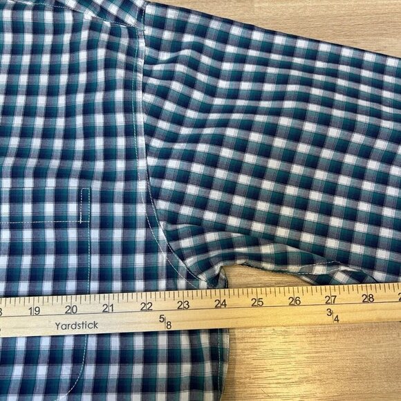 Cinch Shirt Mens Large Western Plaid Blue Check Teal Button Up Casual Work Rodeo - Picture 10 of 15